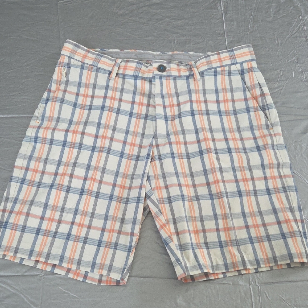 Tommy Bahama Men's Plaid Flat-Front Shorts - White, Blue & Orange